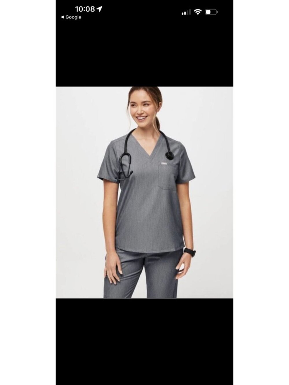 Figs Catarina Scrub Top Short Sleeve Gray #1000211 Size Medium Nurse Uniform